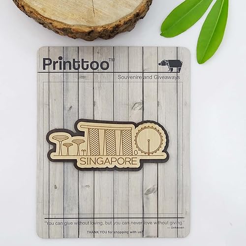 Miniatura 8 de Printtoo Regalo grabado de madera con imán de nevera de recuerdo de mapa de Singapur