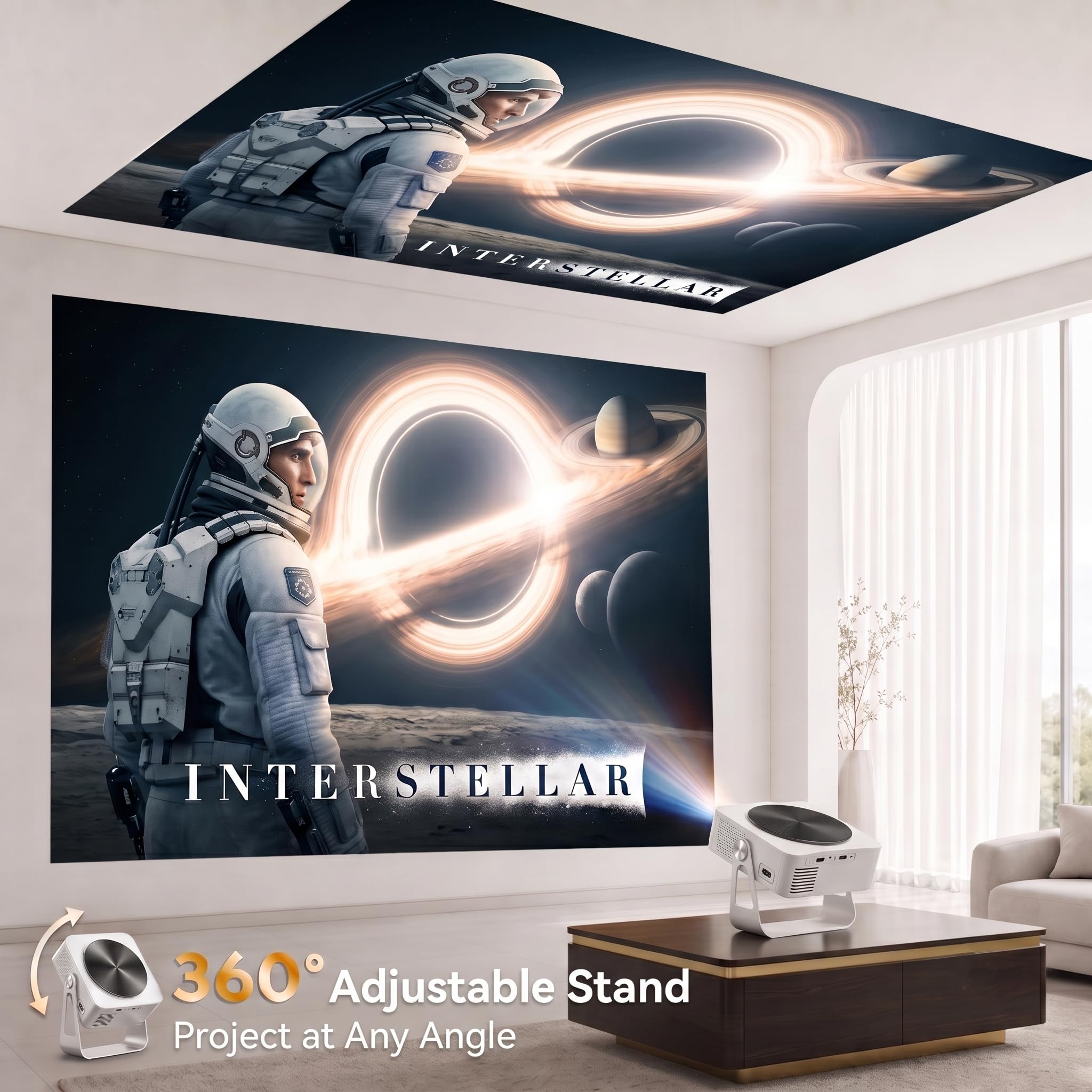 Kayoote Proiettore Smart 1080P Nativo Full HD con Luminosità 360 ANSI, Android 12, Supporto 4K, Correzione Trapezoidale Automatica, WiFi 5G, BT 5.0, AirPlay/Miracast, Schermo 50-200", HDMI/USB