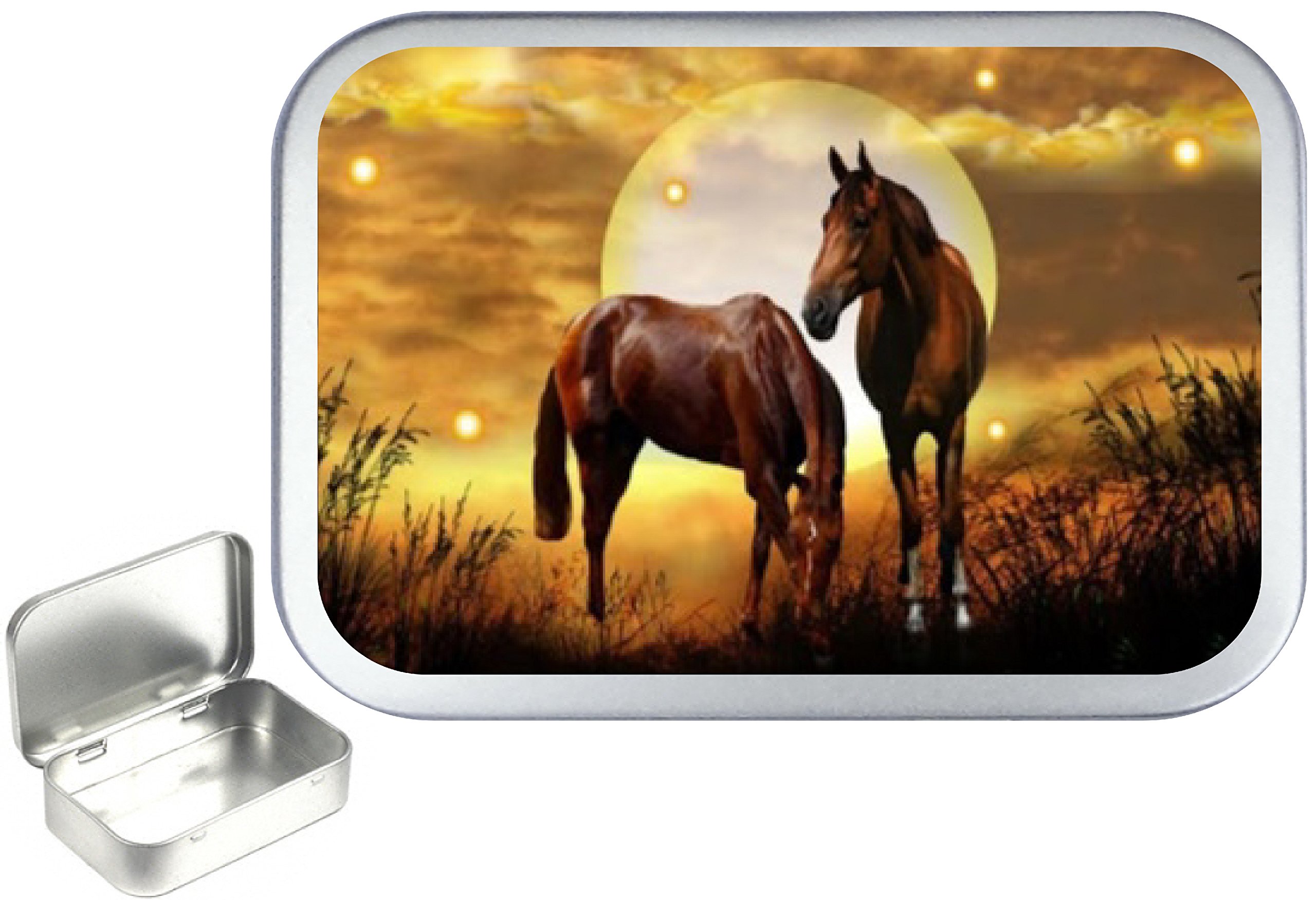 TEEZ Horse moon 50ml silver hinged tobacco tin