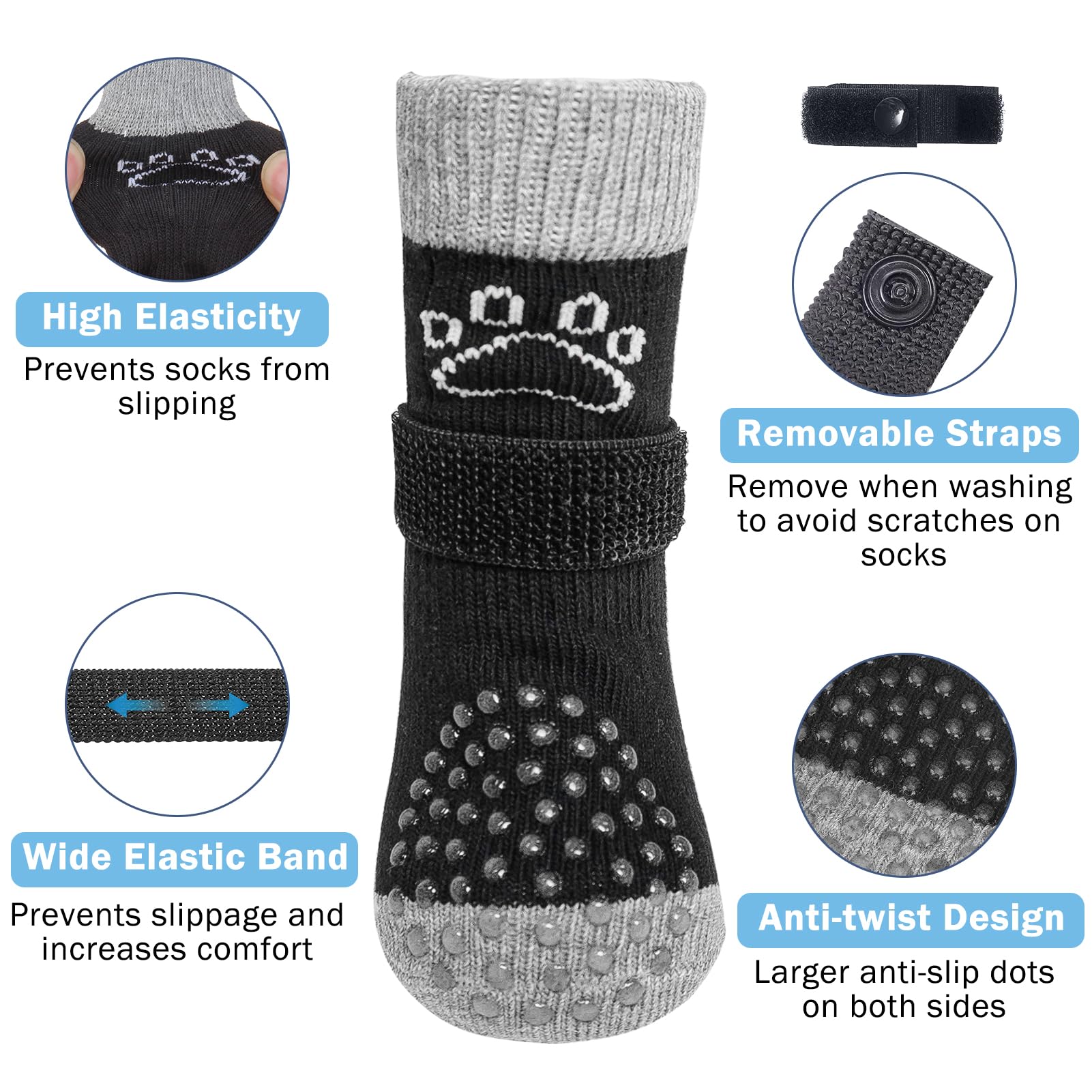 SCENEREAL Calzini per cani per evitare di leccare le zampe, Black Pearl Paw S