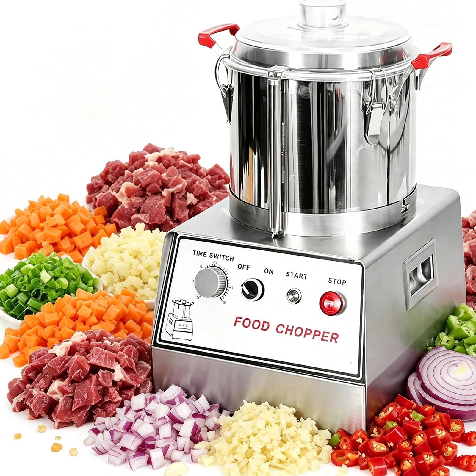 GBHJJ Stainless Steel Food Processor, Electric Vegetable Shredder, Multifunctional Cutter 10L