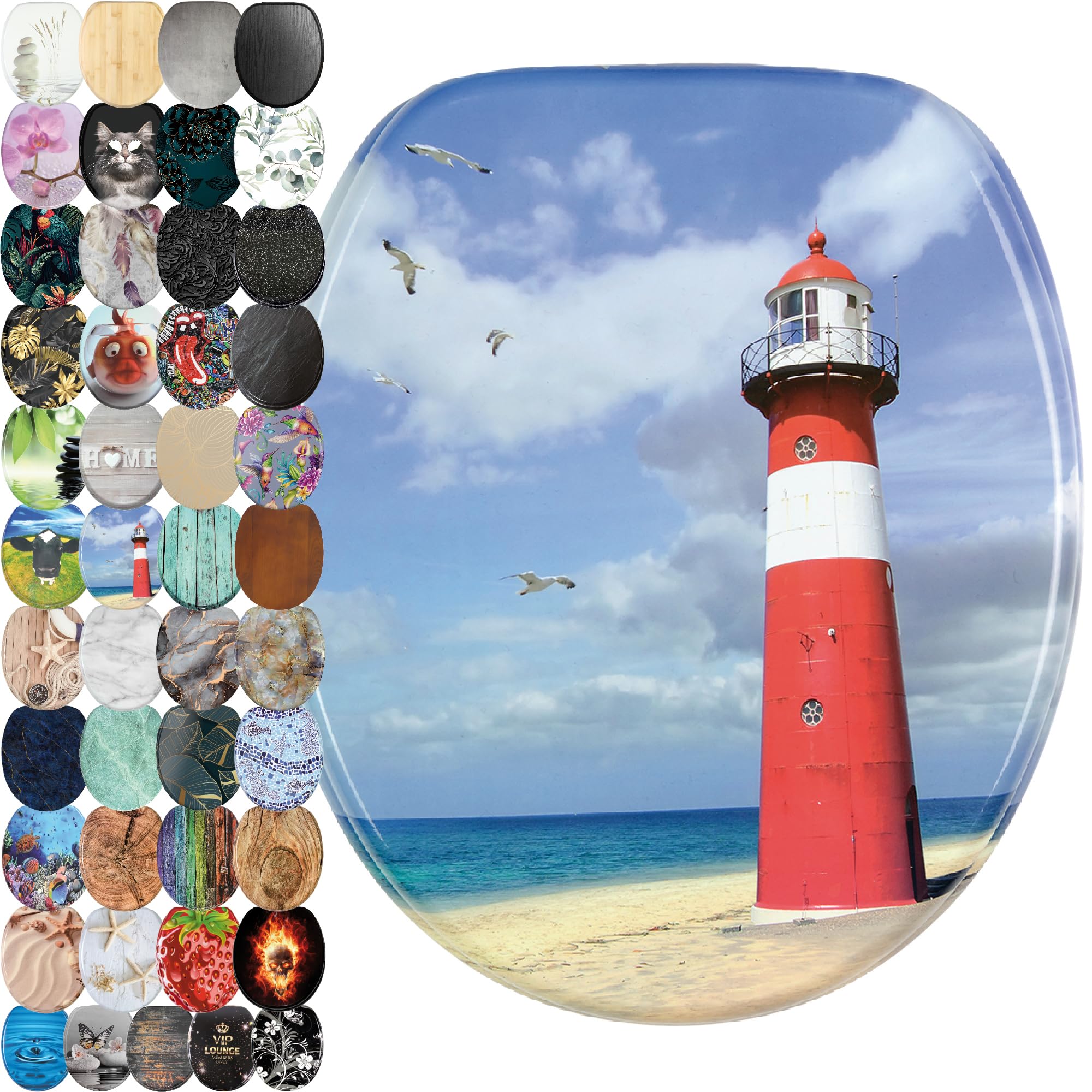 Sanilo Lighthouse Toilet Seat, Great Range Of Colorful Toilet Seats, Stable Hinges, Easy To Mount (Lighthouse)