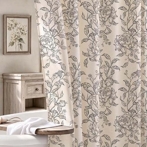BTTN BTTN Farmhouse Vintage Floral Shower Curtain Set with Liner and Hooks 72x72
