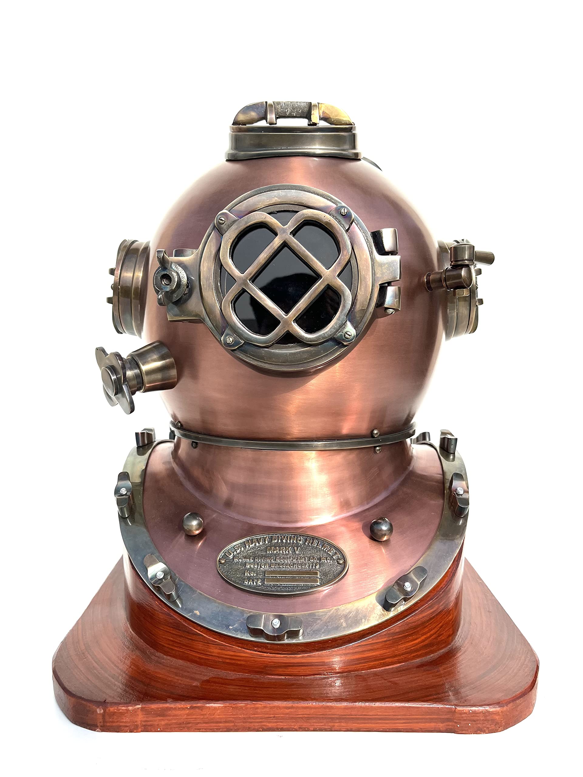 18" Nautical US Navy Copper Antique Diving Diver Helmet - Deep Sea Diver Helmet - Home Decorative Helmet with Base-image-42