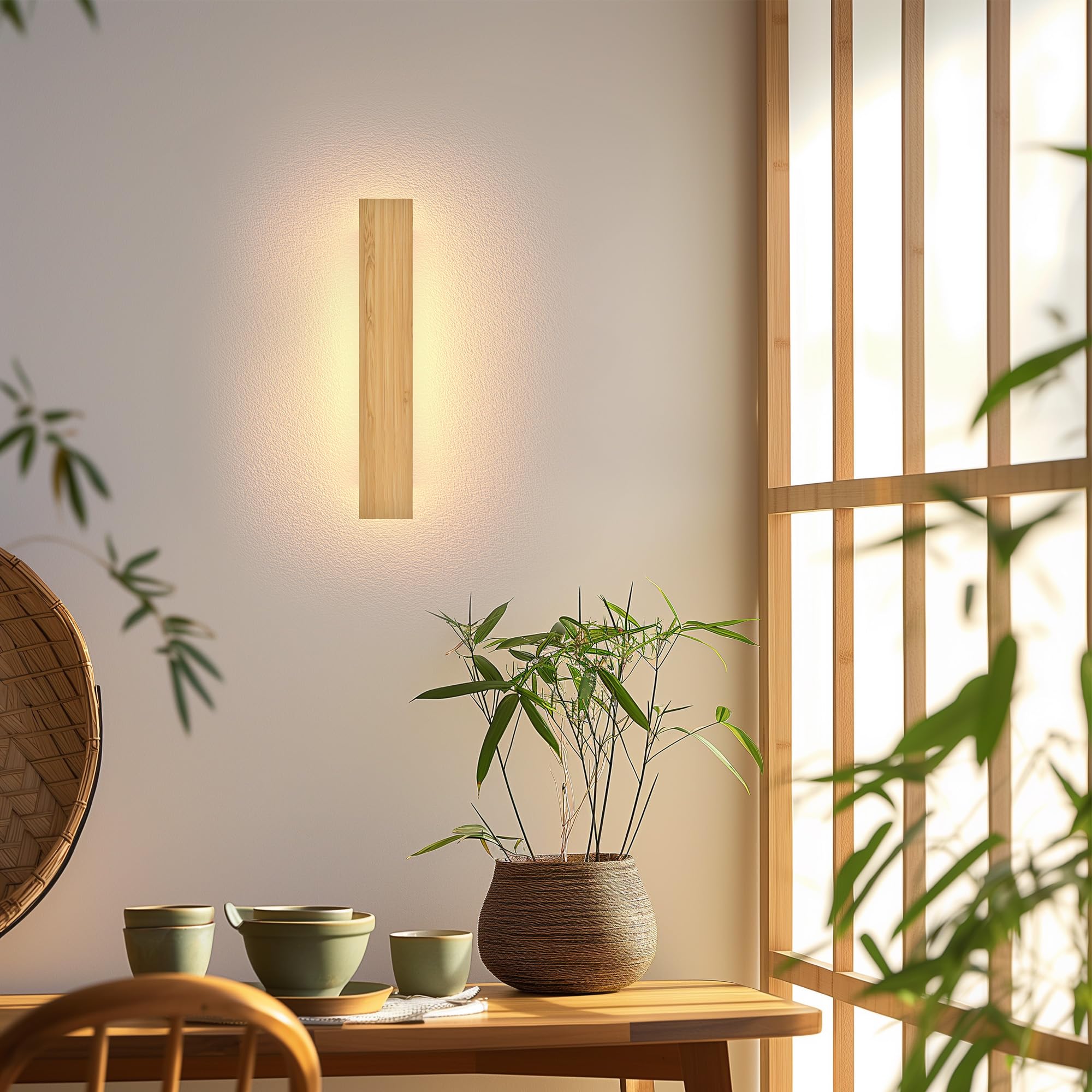 AOLED LED Wall Lamp Indoor Bamboo Wood Wall Light 3000k Hallway Lamp Bedroom Lamp - Image 3