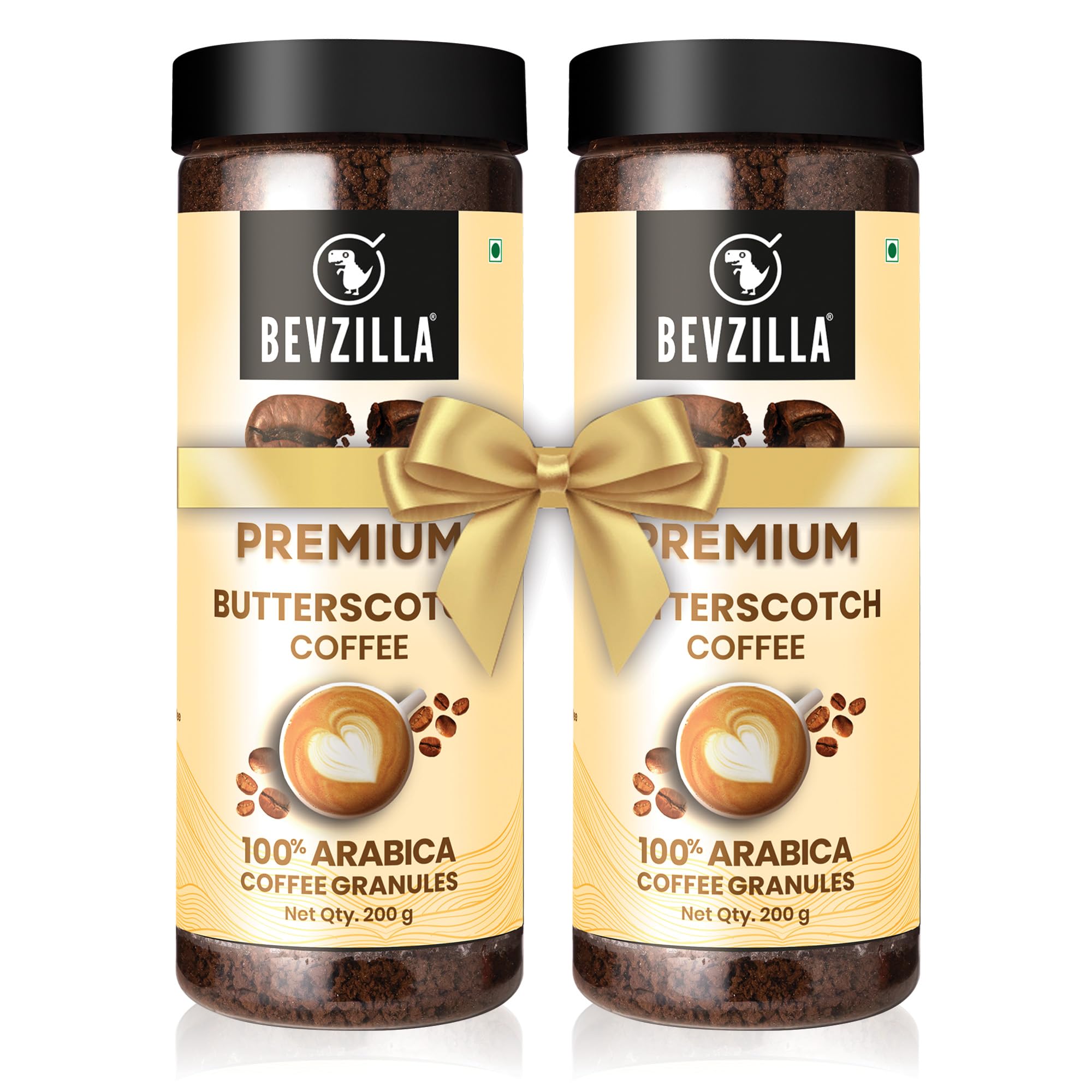 Bevzilla Butterscotch Flavoured Instant Coffee Powder – 400 Gram (200gx2) | Arabica Beans | Perfect for Espresso, Latte & Cappuccino | Enjoy Hot & Cold Brews