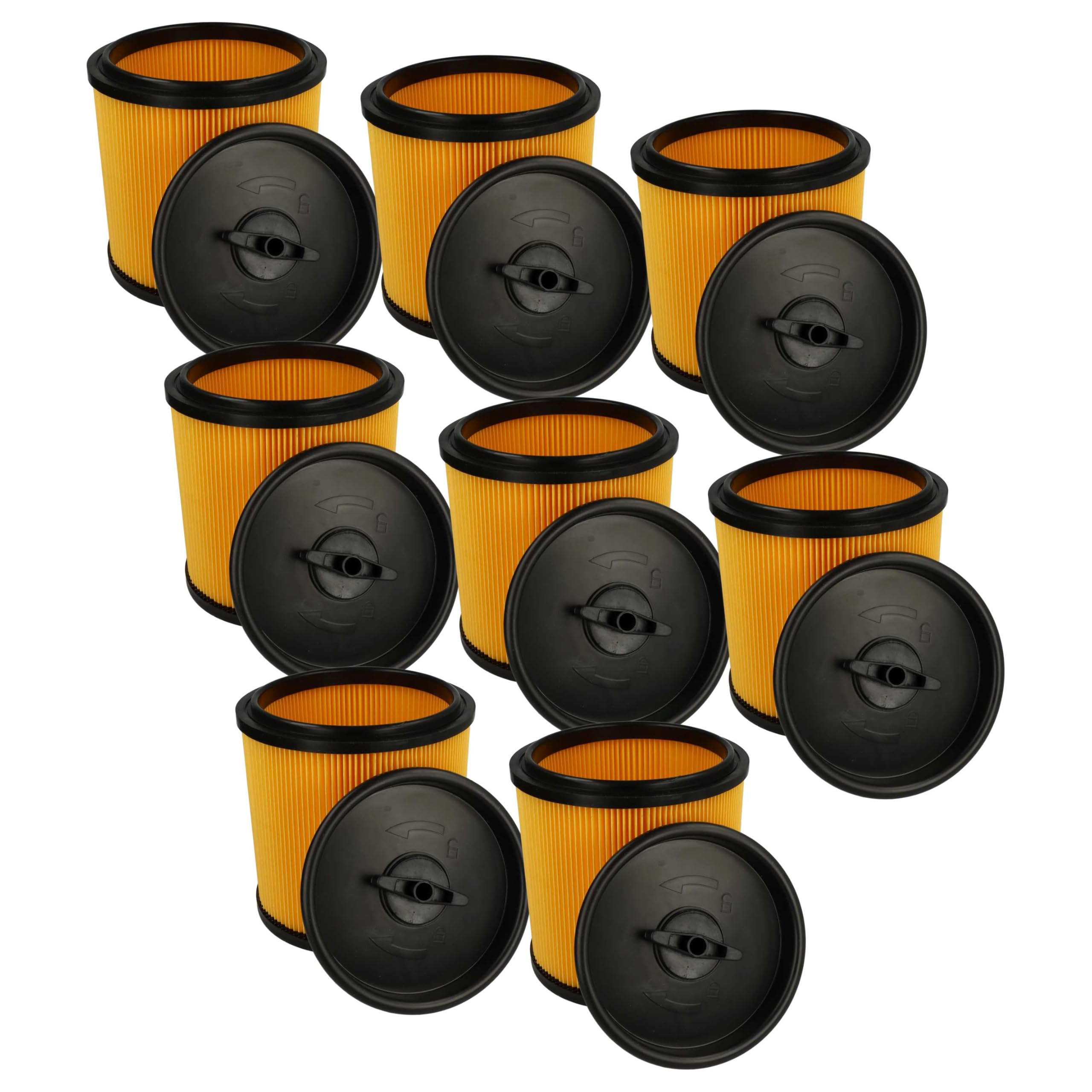 vhbw 8x Faltenfilter kompatibel mit Aqua Vac NTP 30 Jardin Staubsauger | Patronenfilter Gelb Schwarz