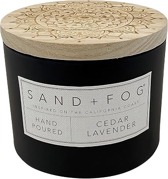 Sand + Fog Scented Candle - Cedar Lavender Additional Scents and Sizes 100% Cotton Lead-Free Wick - Luxury Air Freshening Jar Candles - Perfect Home Decor 12oz