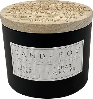 Sand + Fog Scented Candle - Cedar Lavender – Additional Scents and Sizes – 100% Cotton Lead-Free Wick - Luxury Air Freshening Jar Candles - Perfect Home Decor – 12oz