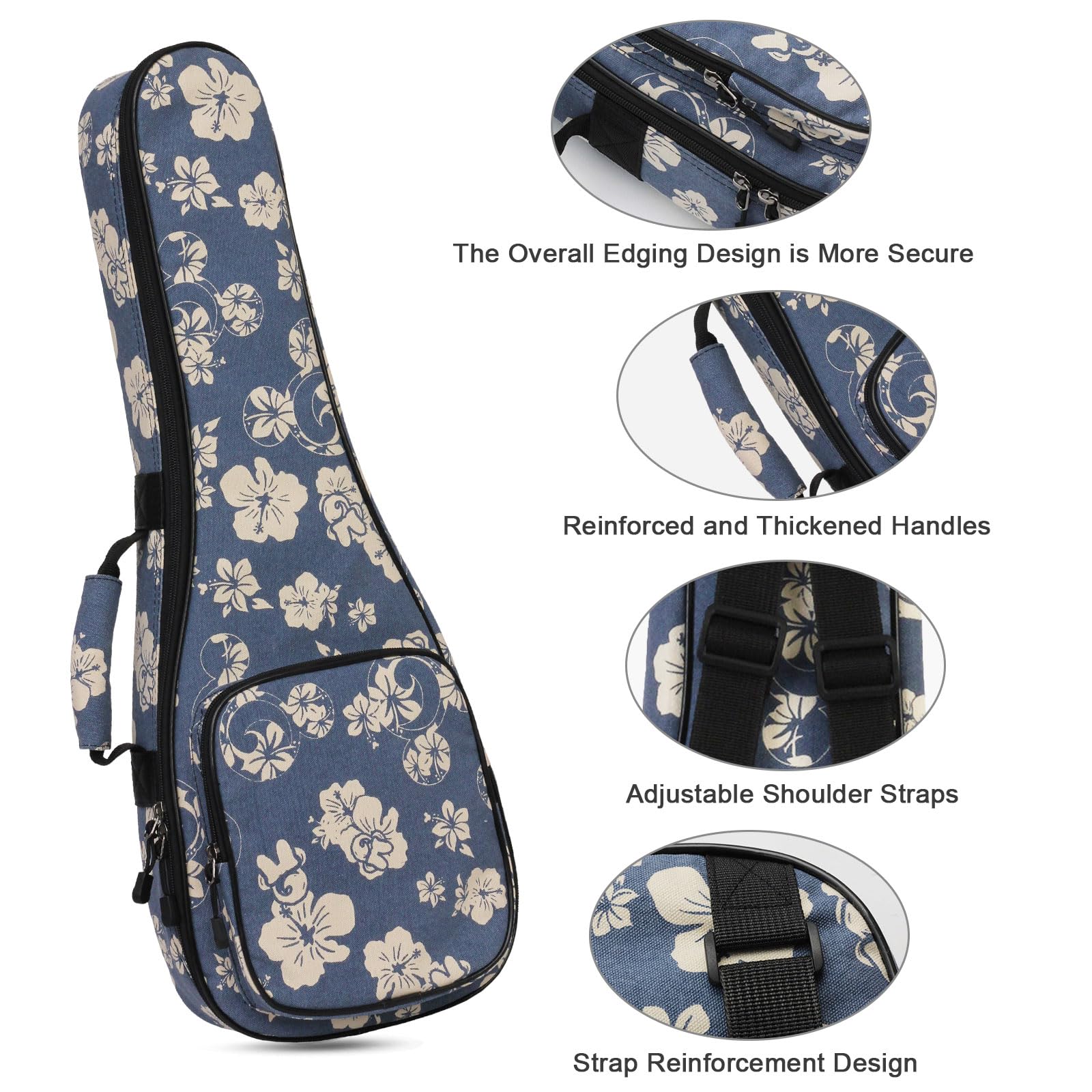 SHANNA Bunte Ukulele Tasche 21 Zoll Gigitasche Gigbag, Bariton-Gigbag für Gitarre, Bariton, Ukulele, Doppelgurt, weich, 53,3 cm, Hawaiianischer Stil, Ukulelentasche