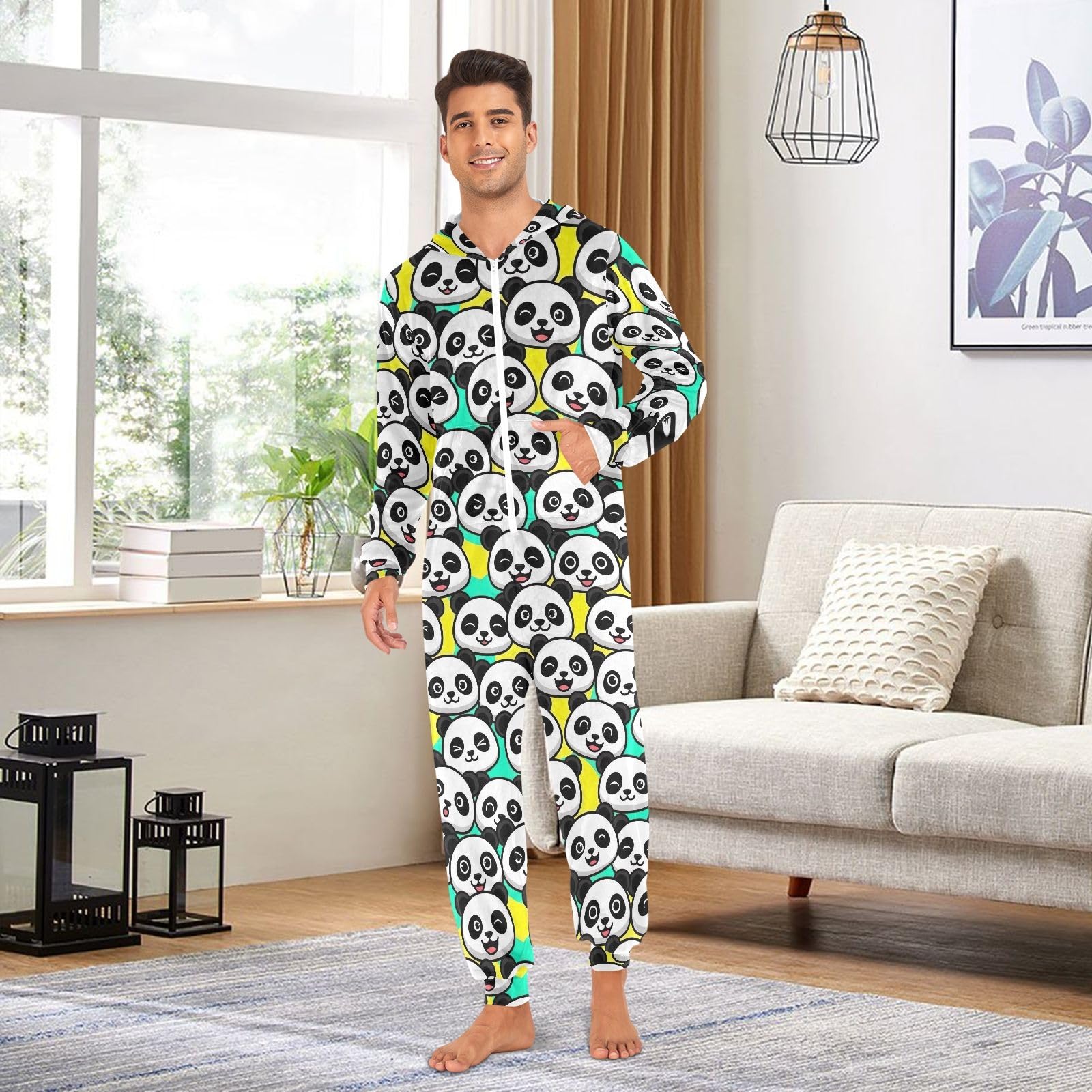 Pigiama intero da adulto, unisex, con panda, per Halloween, cosplay, Natale, pigiama