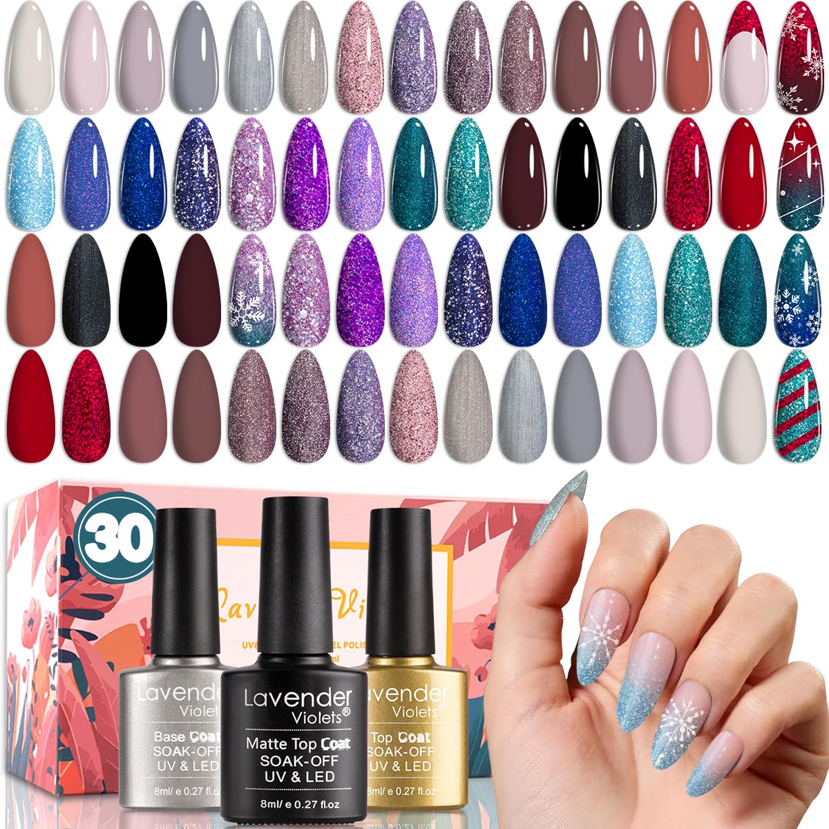 Amazon.com: Lavender Violets 30 Pcs Gel Nail Polish Set, 27 Colors