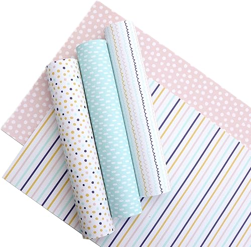 Miniatura 6 de David accessories Hojas de tela de piel sintética con rayas de puntos, tipo de tela de cuero sintético, surtido de 5 piezas de 7.7 x 12.9 pulgadas