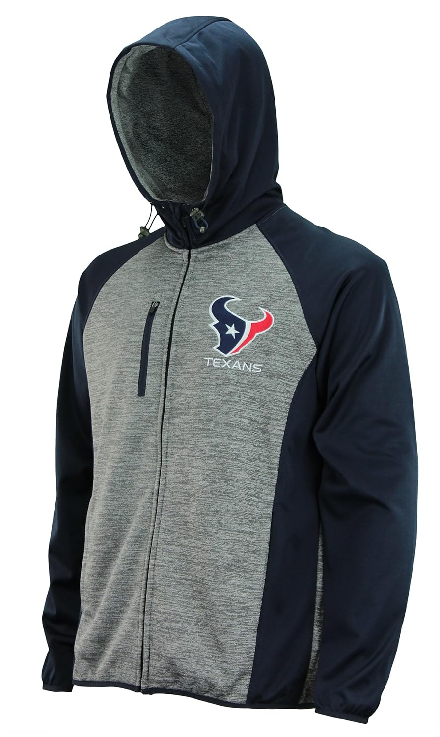 Mens NFL Heathered Grey Solid Fleece Full Zip Hooded Jacket