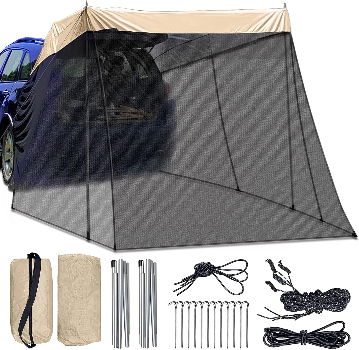 Car Awning Sun Shelter with Mosquito Net,Portable Outdoor Camping Car Travel,Roof Tent,Universal Car Rear or laternal Door of The car Tent Car Awning Sun Shelter with Mosquito Net,Portable Outdoor Camping Car Travel,Roof Tent,Universal Car Rear or laternal Door of The car Tent
