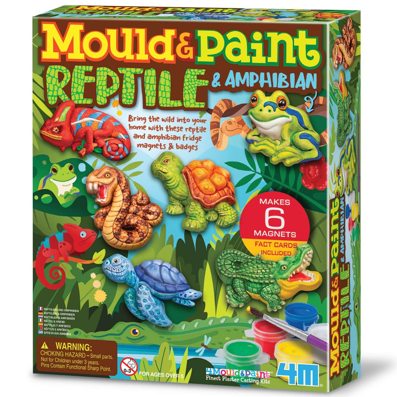 4M Mould & Paint Reptile & Amphibian Kit, Make 6 Magnets or Badges