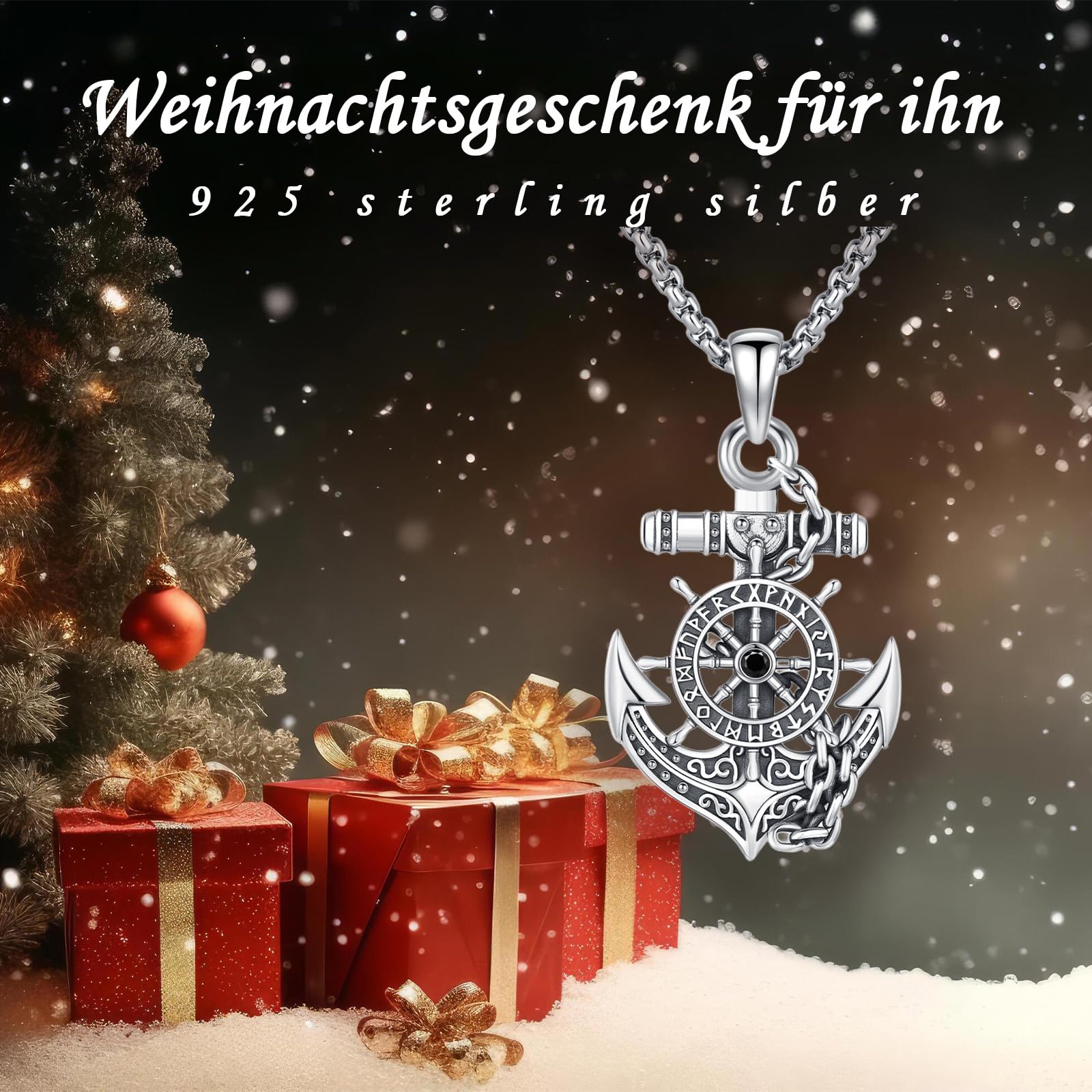 Nautische Anker Halskette 925 Sterling Silber für Herren | Maritimer Schmuck, Geschenk zu Geburtstag, Weihnachten, Vatertag, Ostern und Jahrestag