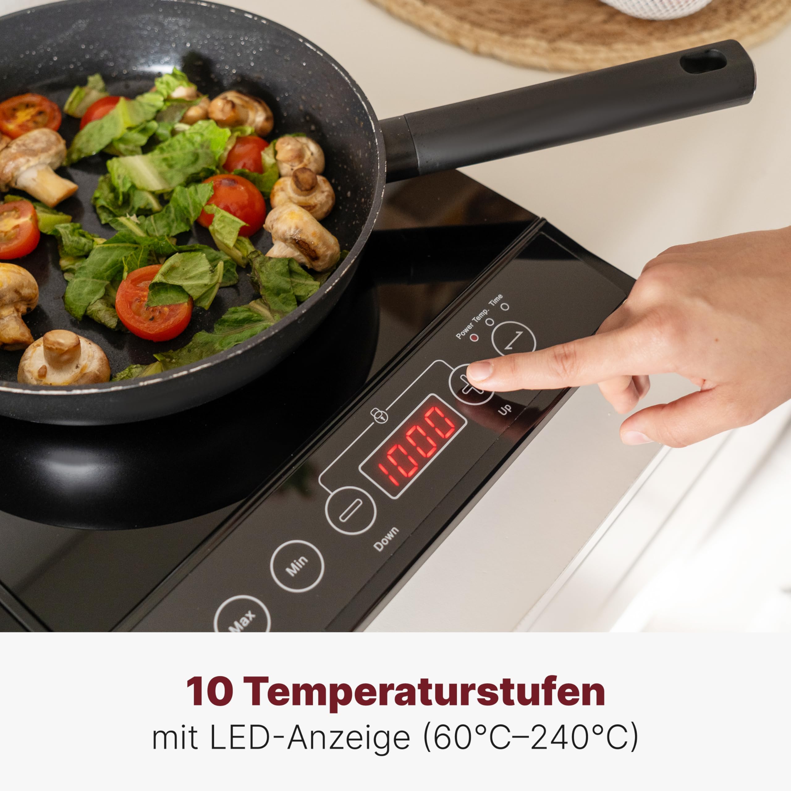 Clatronic DKI 3609 Induktions-Doppelkochplatte mit ECO-Save-Technologie und Sensor Touch-Bedienfeld