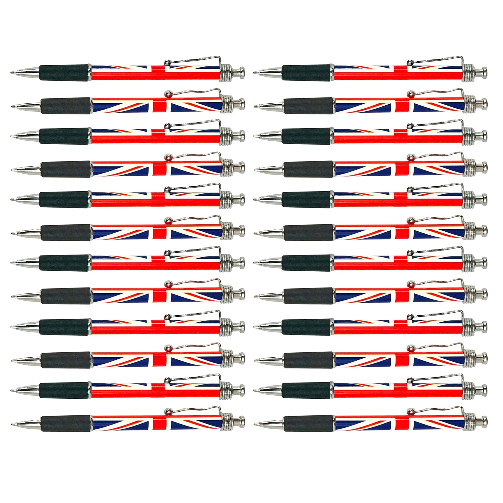 SAJAK Union Jack Flag Retractable Ballpoint Pens (Set of 24): Patriotic Collectable Souvenir Gift for School, Office Supplies & Party Decoration
