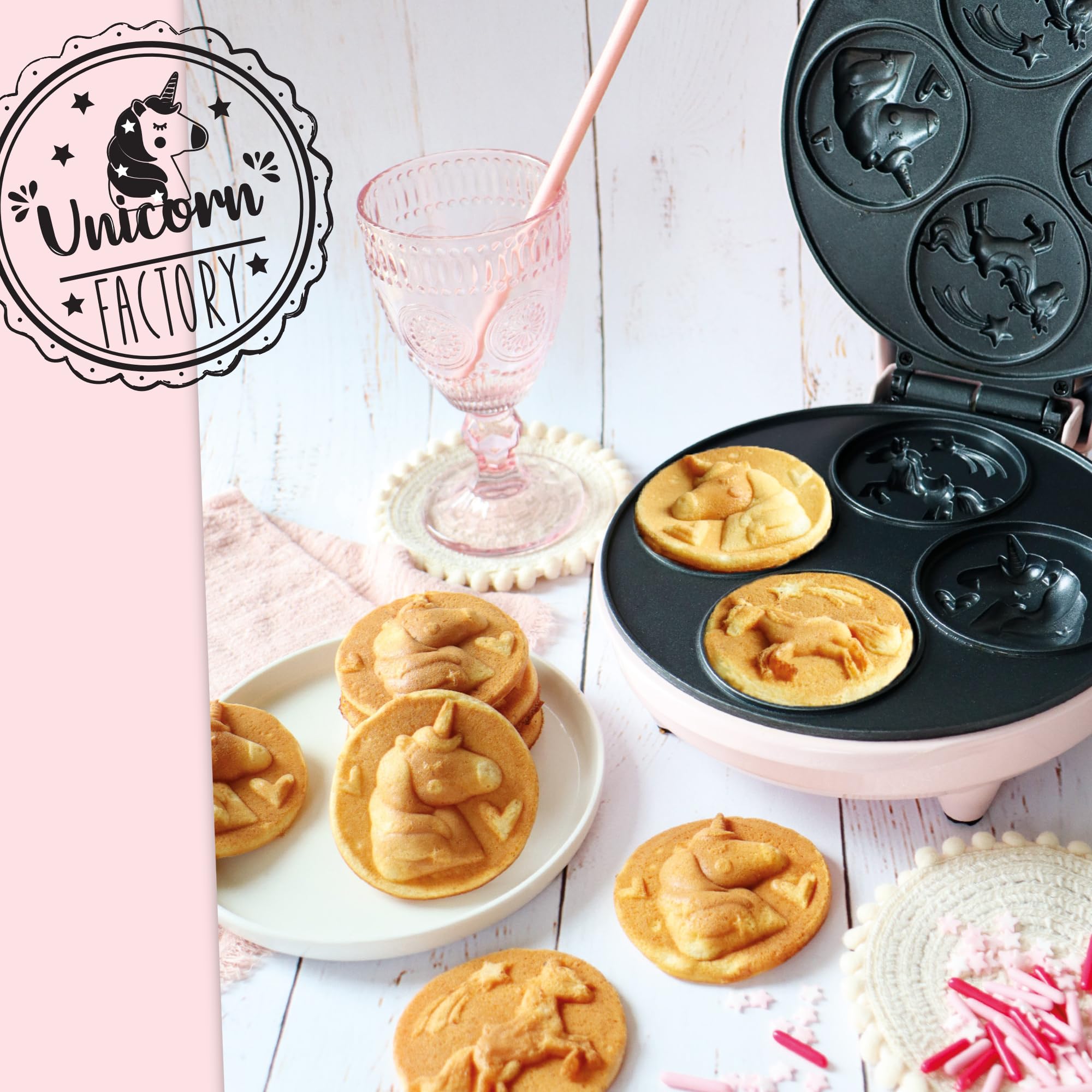 ScrapCooking - Máquina de Gofres y Pancakes Unicornio - Unicorn Waffle Factory - Placa Calefactora Antiadherente - Idea de Regalo para Repostería y Cocina - Receta Incluida - Rosa - 3886