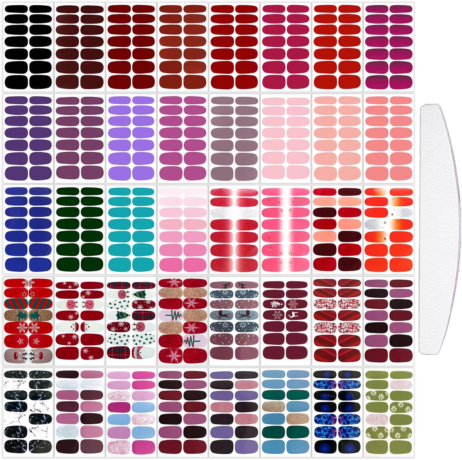 40 Sheets 560 Pieces Full Wrap Nail Polish Strips, Self-Adhesive Gel Nail Strips Multi-Color Nail Polish Stickers, Solid Color Nail Wraps, Nail Art Accessories(Stylish Style)