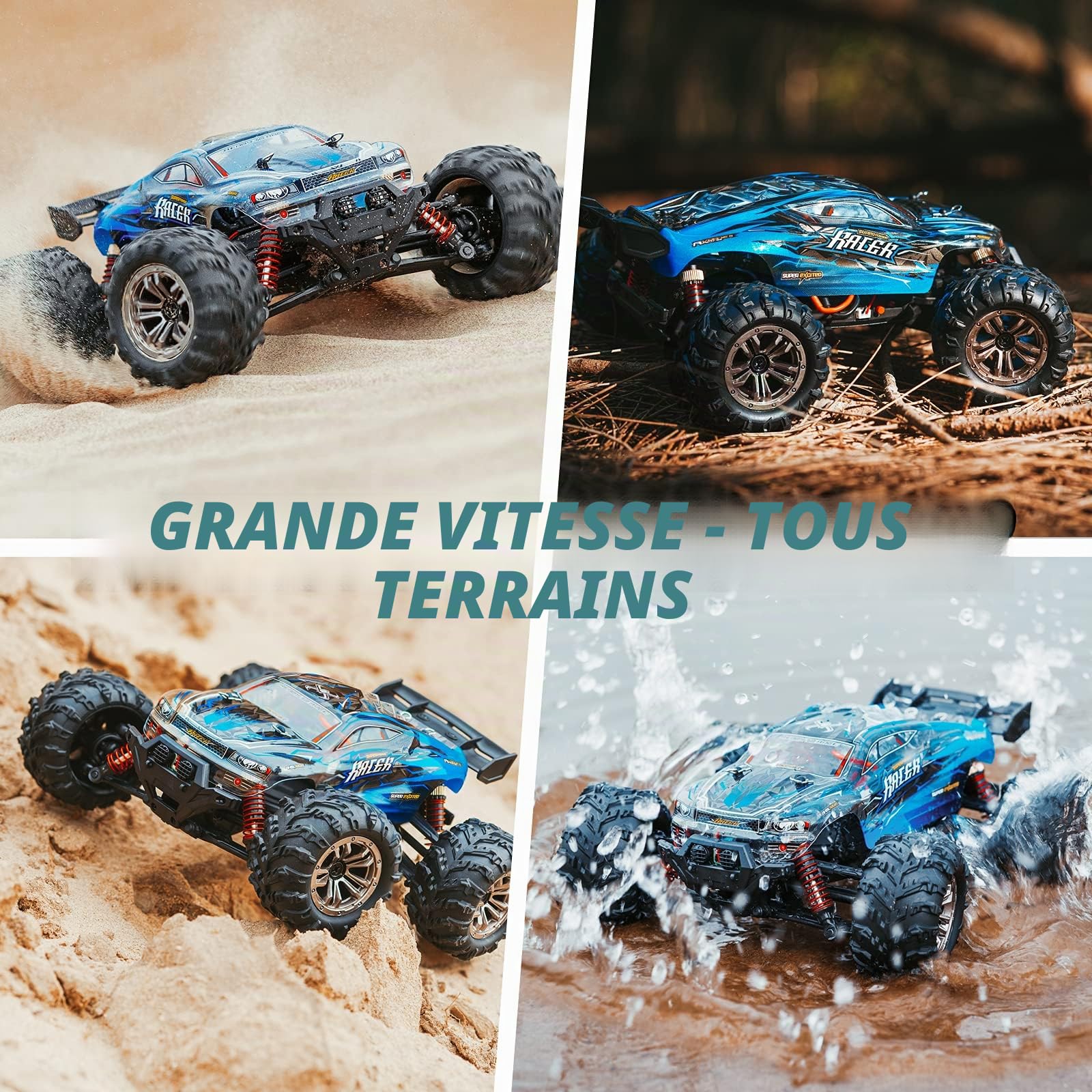 YONCHER YC100 Voiture Télécommandée Tout Terrain, 1:20 4WD 36km/h RC Voiture, Camion Telecommande à Grande Vitesse, 2.4GHz Crawlers RC avec 2 Piles 50min+ Temps de Jeu pour Adultes Enfants