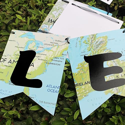 Miniatura 4 de WERNNSAI Bon Voyage - Banderín para fiestas con diseño de mapa del mundo para fiestas de jubilación graduación viajes compañeros de trabajo