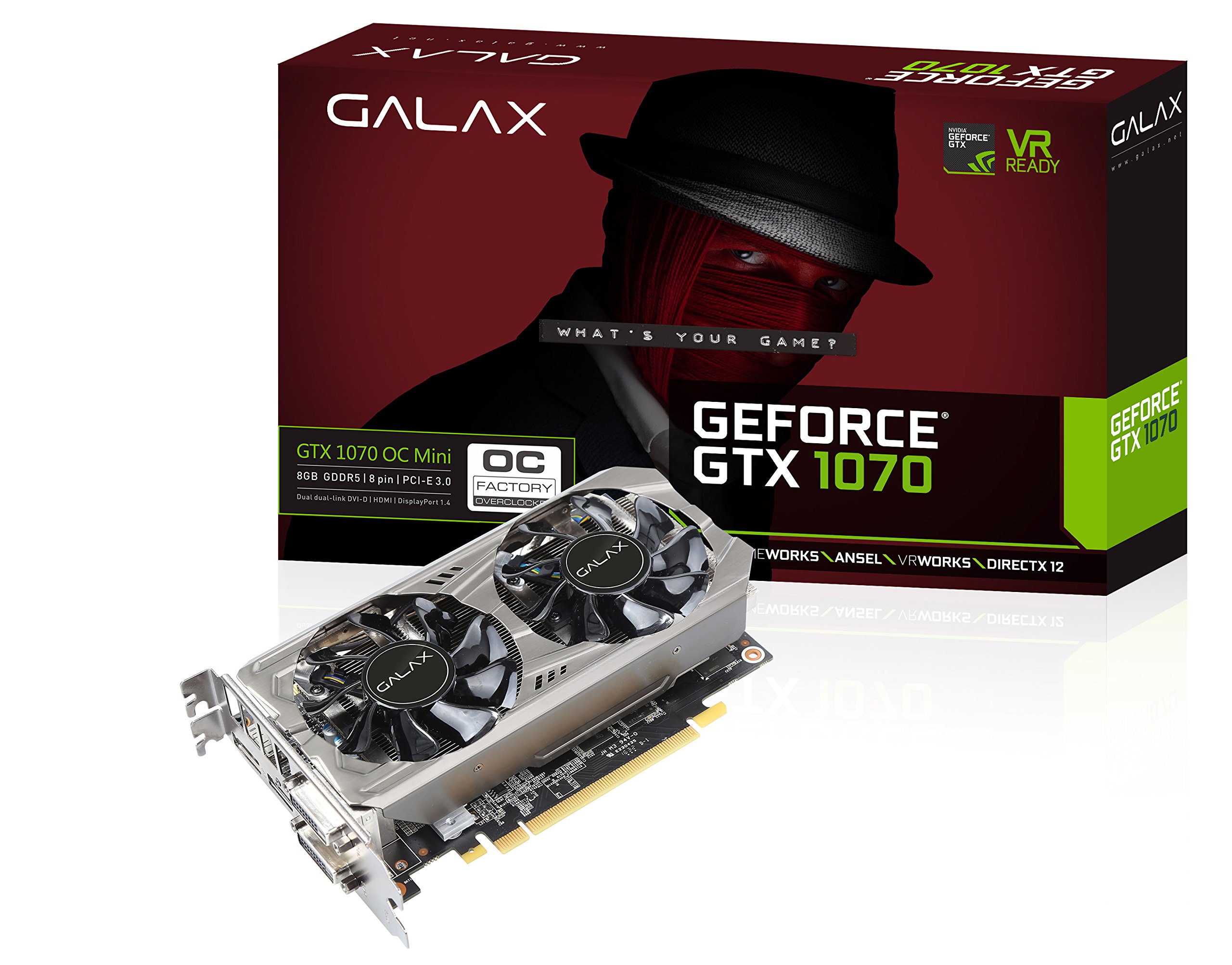 Placa de vídeo - NVIDIA GeForce GTX 1070 (8GB / PCI-E) - Galax OC
