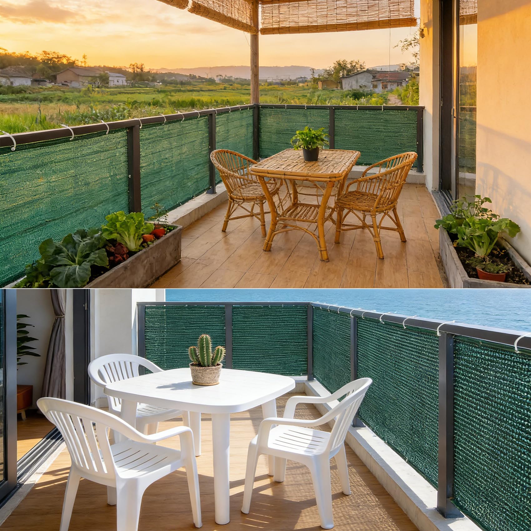 Osłona Balkonowa 30 x 820 cm HDPE 220 G M² Bez Wiercenia, Nieprzejrzysta, Odporna Na Uv, Odporna Na Rozdarcie, Osłony Ochronne Na Patio Z Oczkami I Linką Do Balkon Taras, Ciemnozielony
