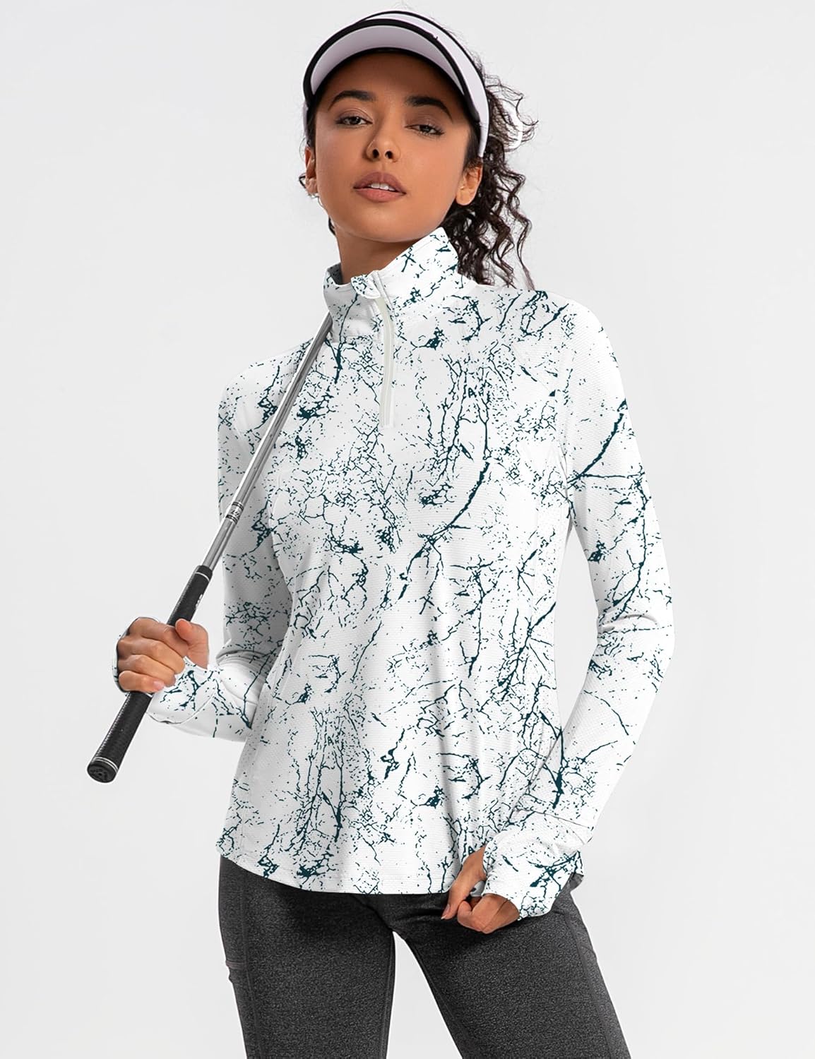 IECCP Womens Long Sleeve Golf Shirts Sun Protection 1/4 Zip Pullover Summer Quick Dry Athletic Hiking Running Workout Tops - Image 4