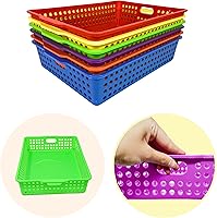 Vista 6 de 4E's Novelty 6 contenedores de almacenamiento de plástico coloridos para el aula de 13.75 x 10.25 pulgadas para organizar bandejas de papel A4