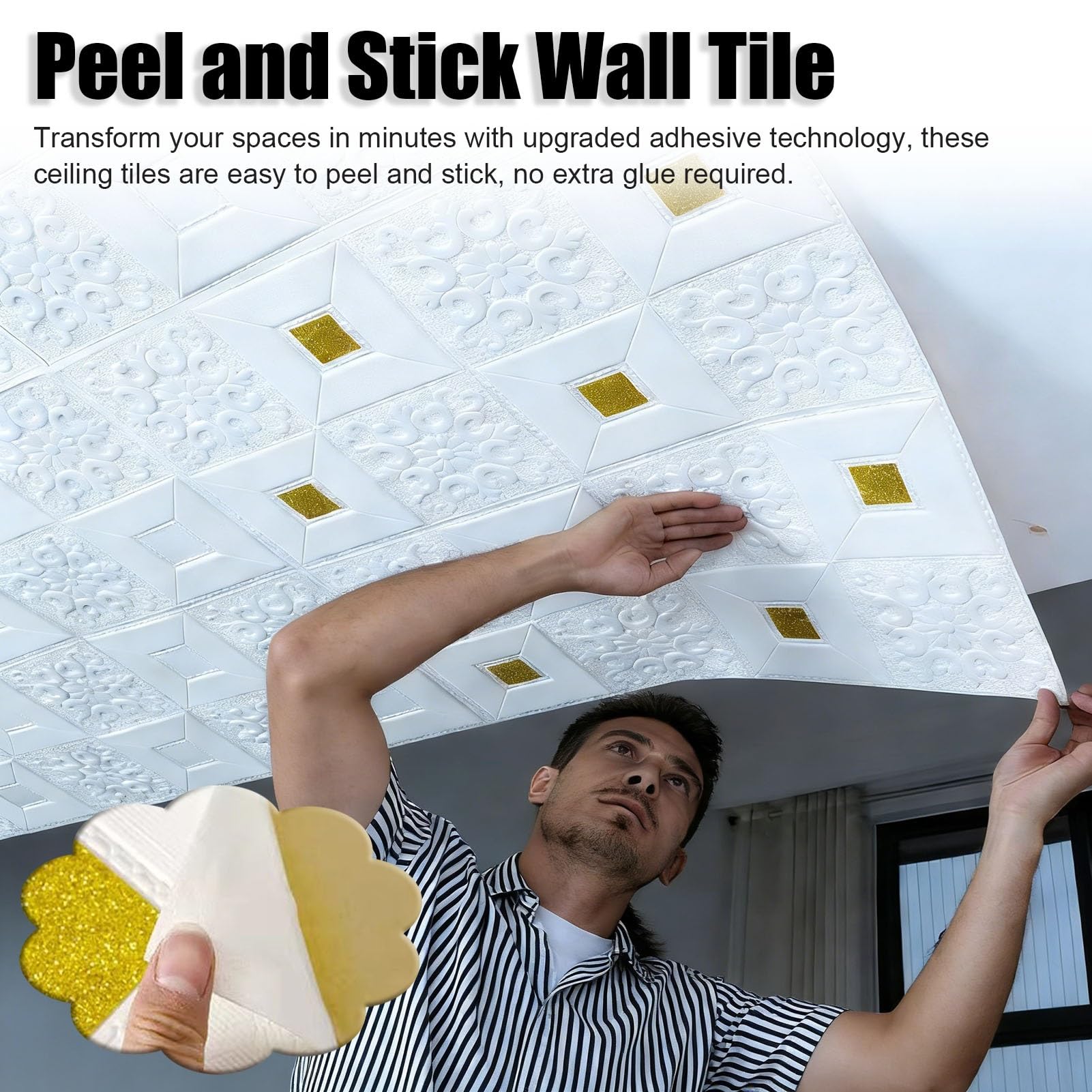 Samoprzylepne styropianowe płytki sufitowe, 5 mm, pogrubione, odklej i przyklej, z wzorami 3D, duże, przycinane panele Backsplash