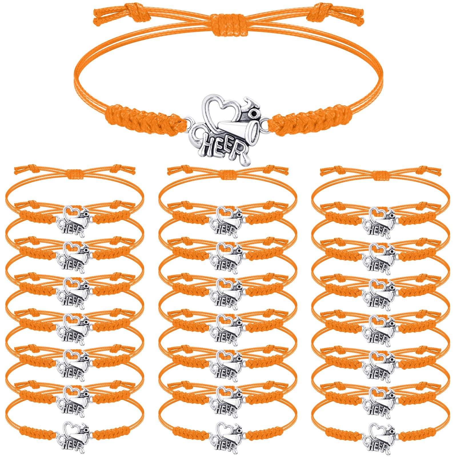 Rtteri 20 Pcs Cheerleader Gifts Cheer Bracelet Girls Charm Bracelet Adjustable Cheerleader Gifts For Cheer Team Jewelry Accessories Bulk