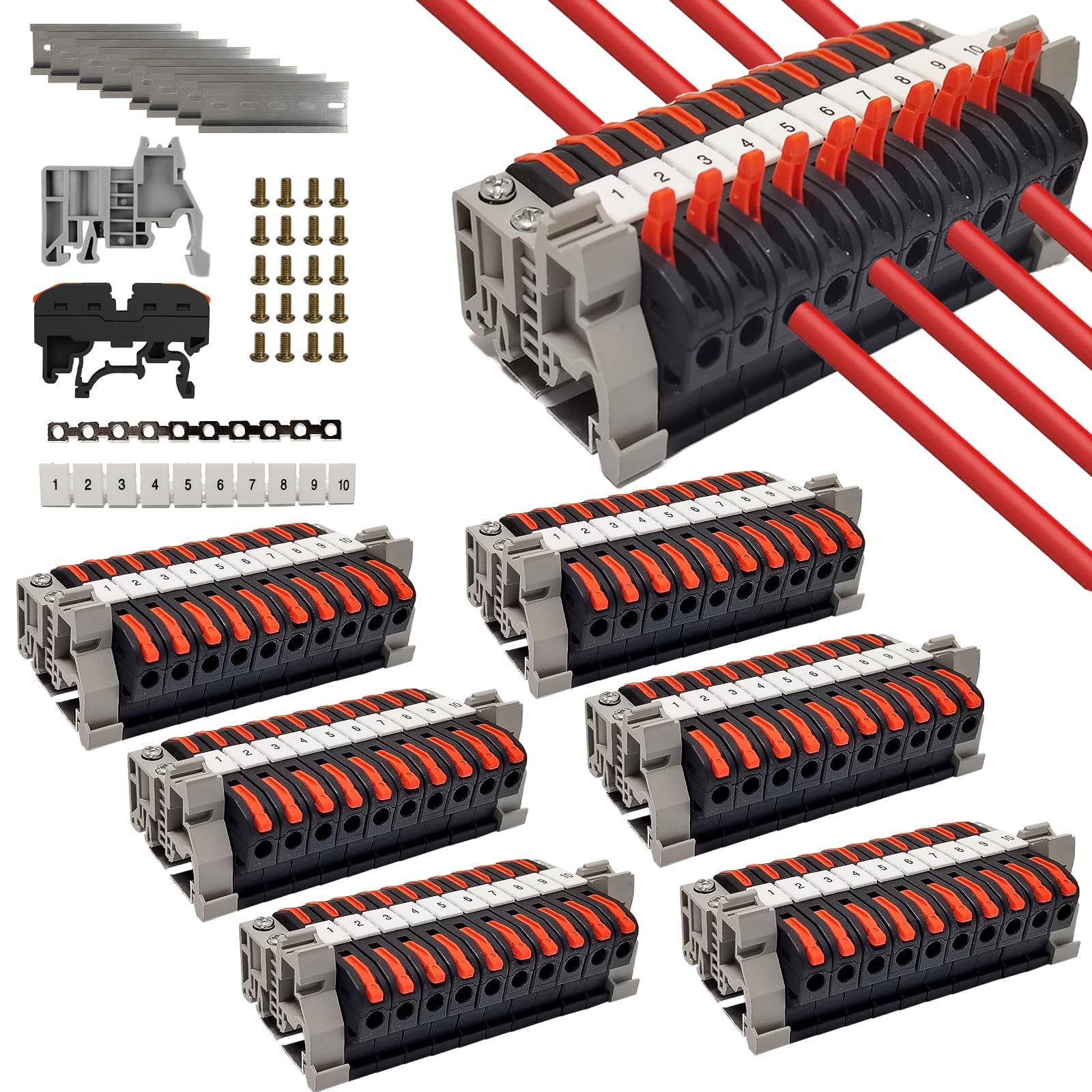 60 Piezas Conectores Electricos Rapidos Carril Din, Empalmes Cables Electricos, PCT-211 Bornas de Conexion Electrica, Terminales Electricos, Clemas Electricas Rapidas, para Cableado Rápido