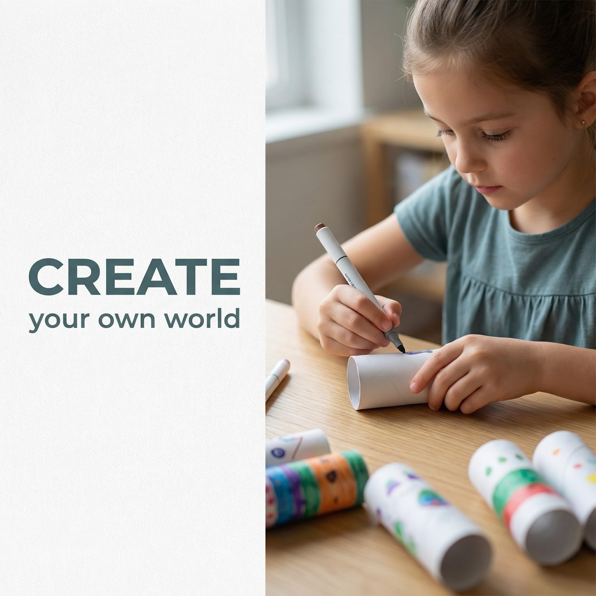 Hoement 40 Unidades Papel Kraft Blanco para Manualidades Creativas en Aula, Cilindro Redondo Versátil para Proyectos DIY y Estudiantes, Adecuado para Interiores