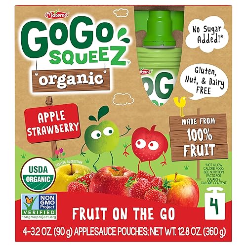 Miniatura 20 de GoGo squeeZ Fruta orgánica sobre la marcha, canela de manzana, 3.2 onzas (48 bolsas) – Sabrosos bocadillos de puré de manzana para niños hechos