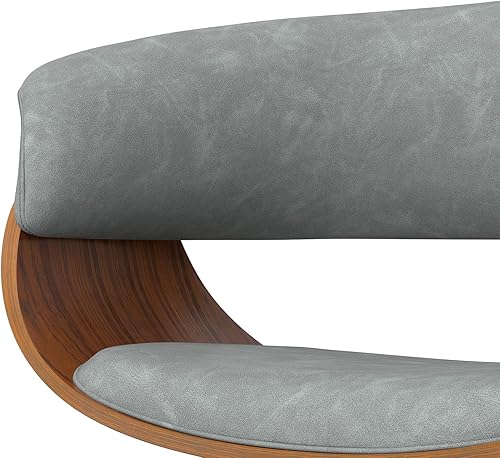 Miniatura 108 de SIMPLIHOME Lowell Taburete de bar giratorio ajustable, silla tapizada de metal de 33 pulgadas de altura del asiento en tela de aspecto de lino gris