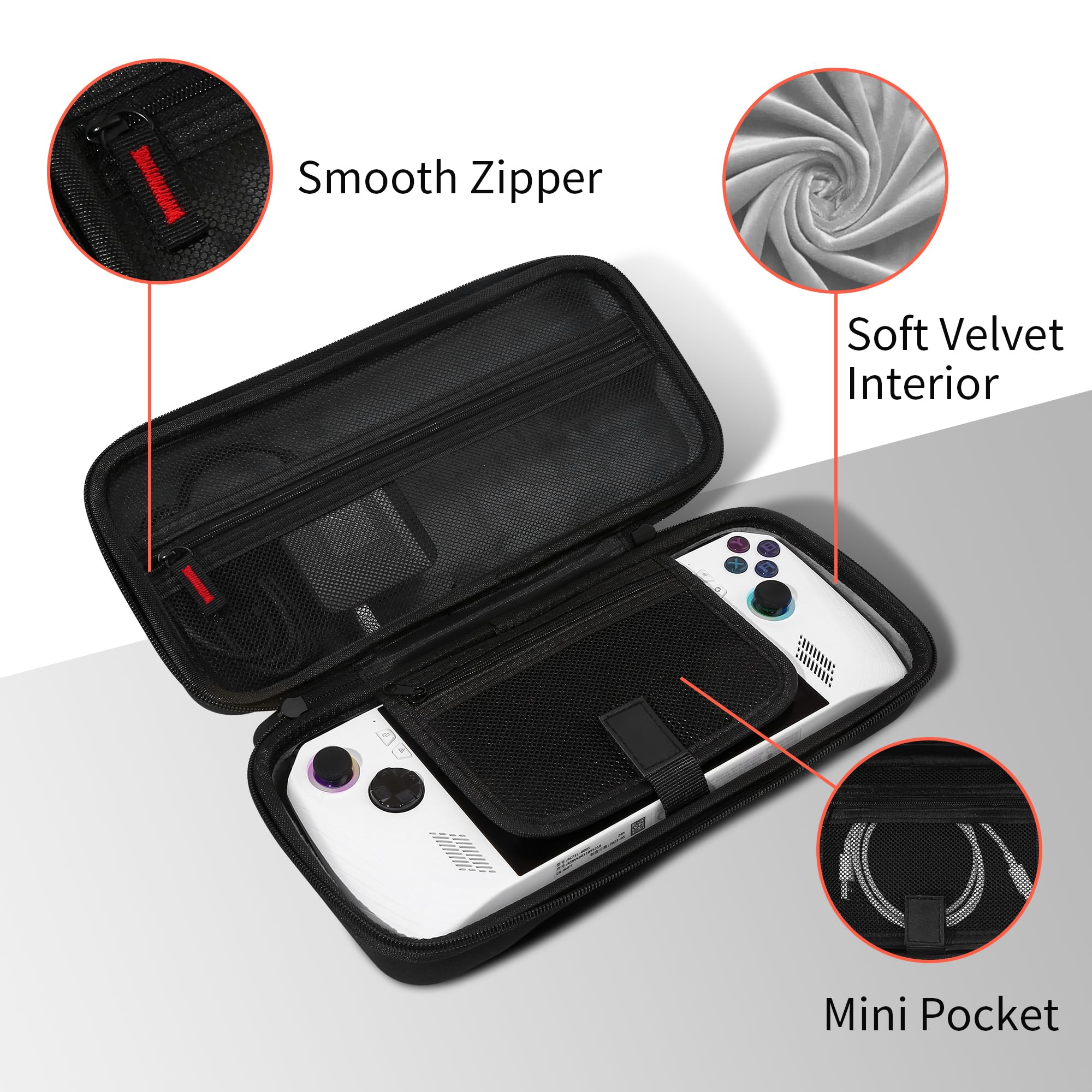 iofeiwak Futerał do ROG Ally - przenośna twarda obudowa do ROG Ally Gaming Handheld - podwójna kieszeń/ochrona przycisków, duża pojemność
