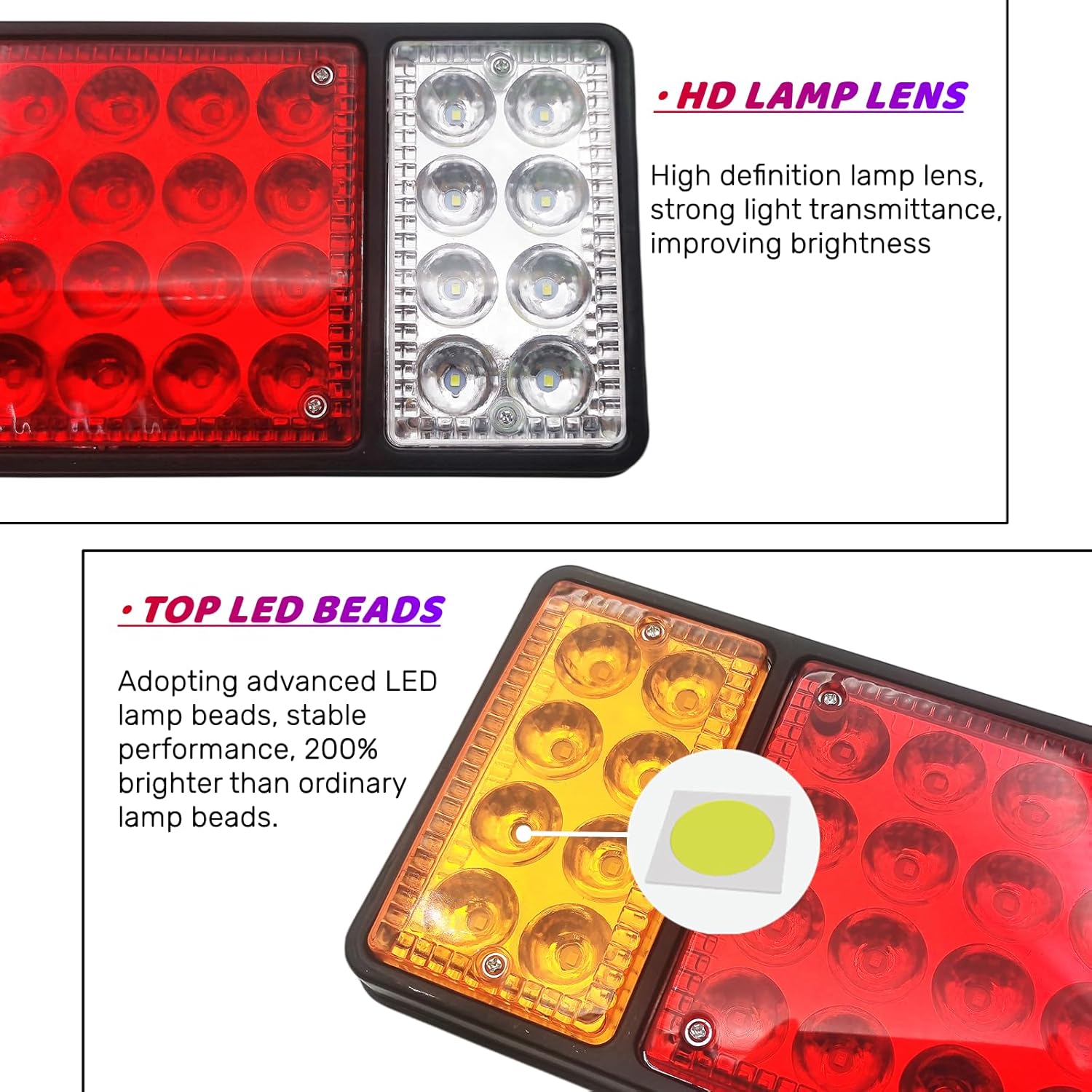 LED Trailer Lights 12V 24V Rear Lights Turn Signal Brake Reverse Running Lights for Utility Pickups Truck RV Camper UTV UTE Vans Tank.
