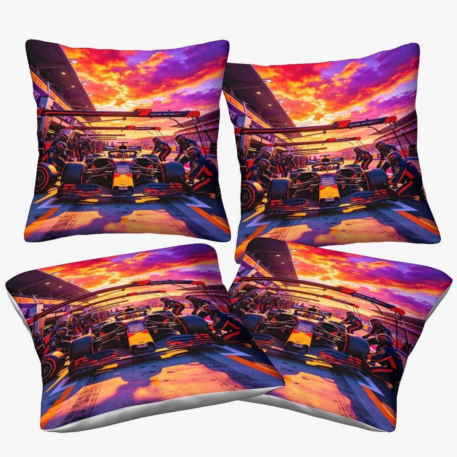 Dafufbw Formulaa Racing-5 Formulaa Racing Throw Pillow Cover 40X40cm, 4Pcs, Rectangle Pillow Cases Home Decorative Microfiber Pit Stop Cushion Cover For Bed Sofa