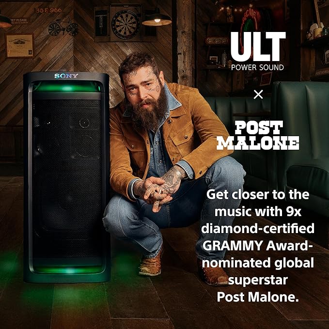 Sony ULT Tower 9 Bluetooth Karaoke Party Speaker with Powerful Bass, 360° Sound and Party Lights, 25 Hour Battery, and Convenient Carrying Handle and Wheels. (SRSULT900)