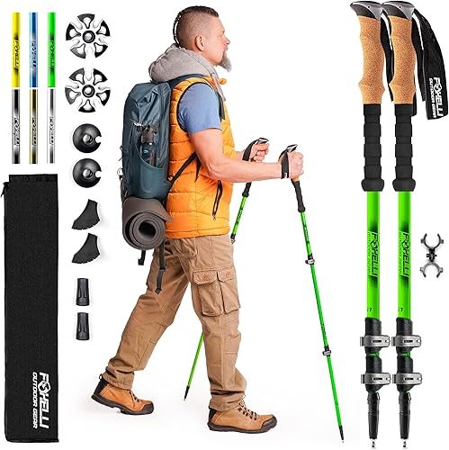 Foxelli Bastones de trekking Bastones de trekking plegables ligeros para hombres y mujeres, equilibrio perfecto y apoyo para personas mayores