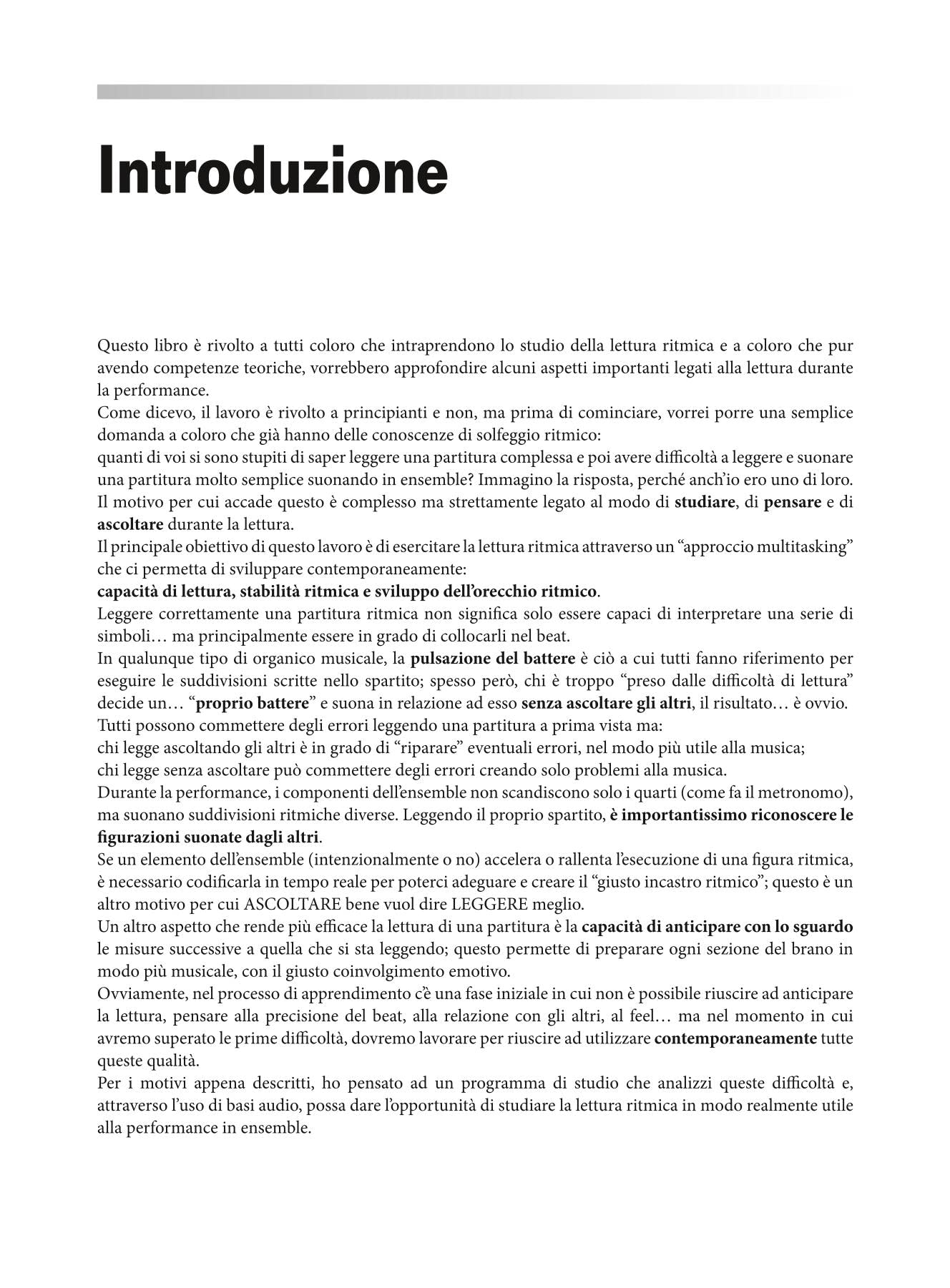 Reading, timing & ear training. Un corso di studio per sviluppare la lettura ritmica, il timing e l'orecchio ritmico in ensemble. Con file audio per il download