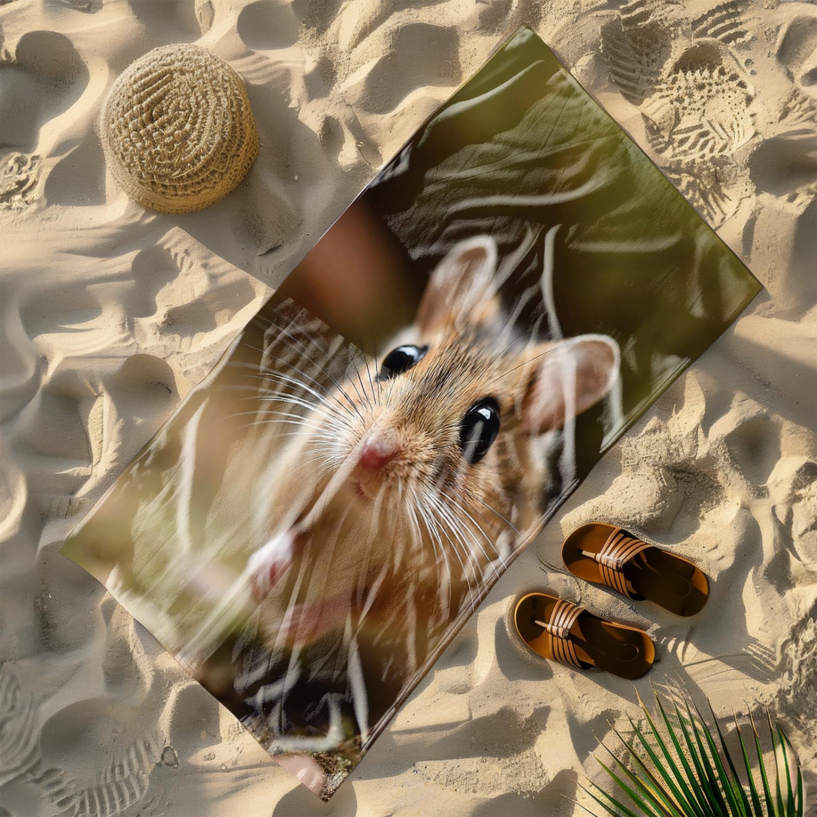 Générique Serviette Microfibre Plage Animal Marron Clair Mignon