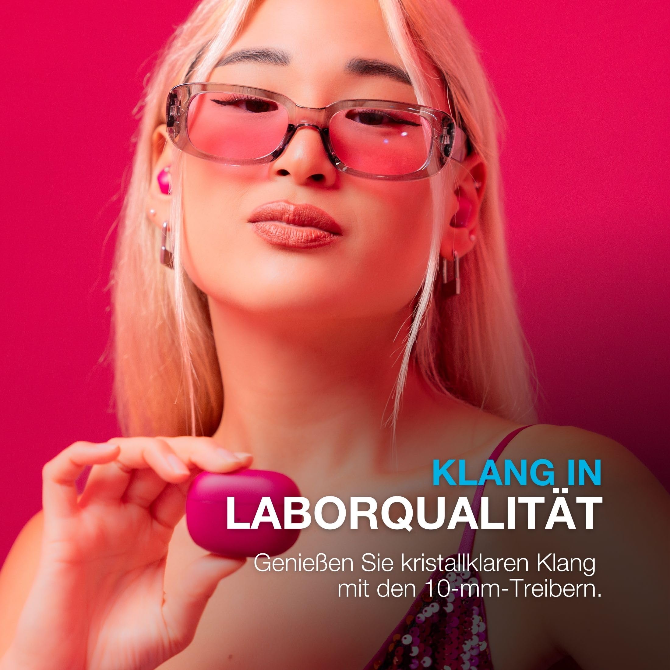 JLab Go Pop ANC In Ear Kopfhörer - Bluetooth, Fuchsia