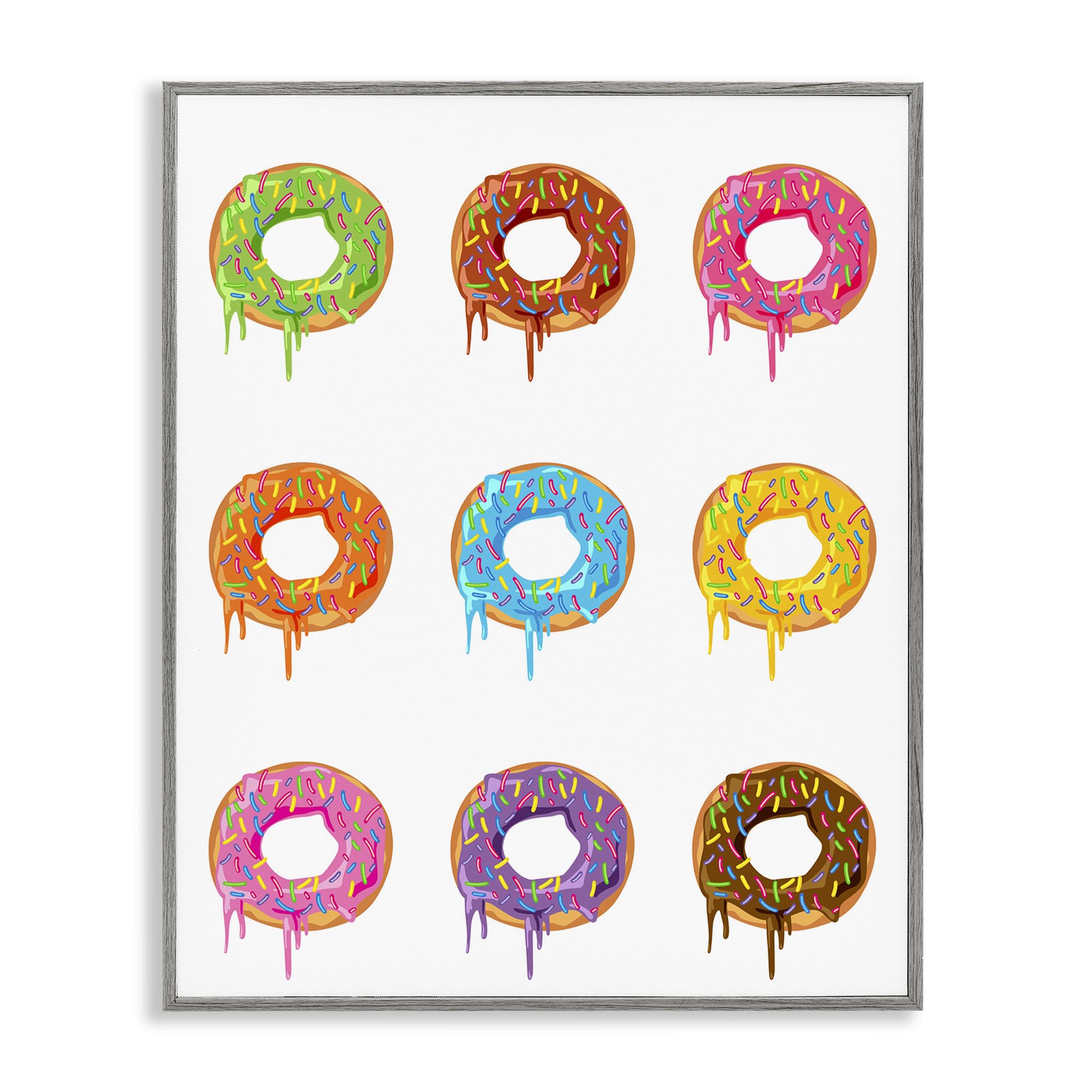 Stupell Industries Bright Donut Rows Gray Framed Giclee Art, design by Marcus Prime, 24 x 30