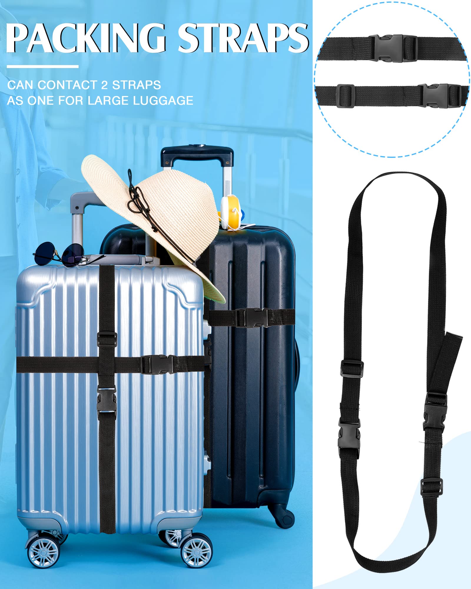 Paquete de 30 Correas de 78 x 1 Pulgada con Hebilla de Equipaje, Correas de Equipaje Ajustables para Maleta, Correas de Utilidad con Hebilla