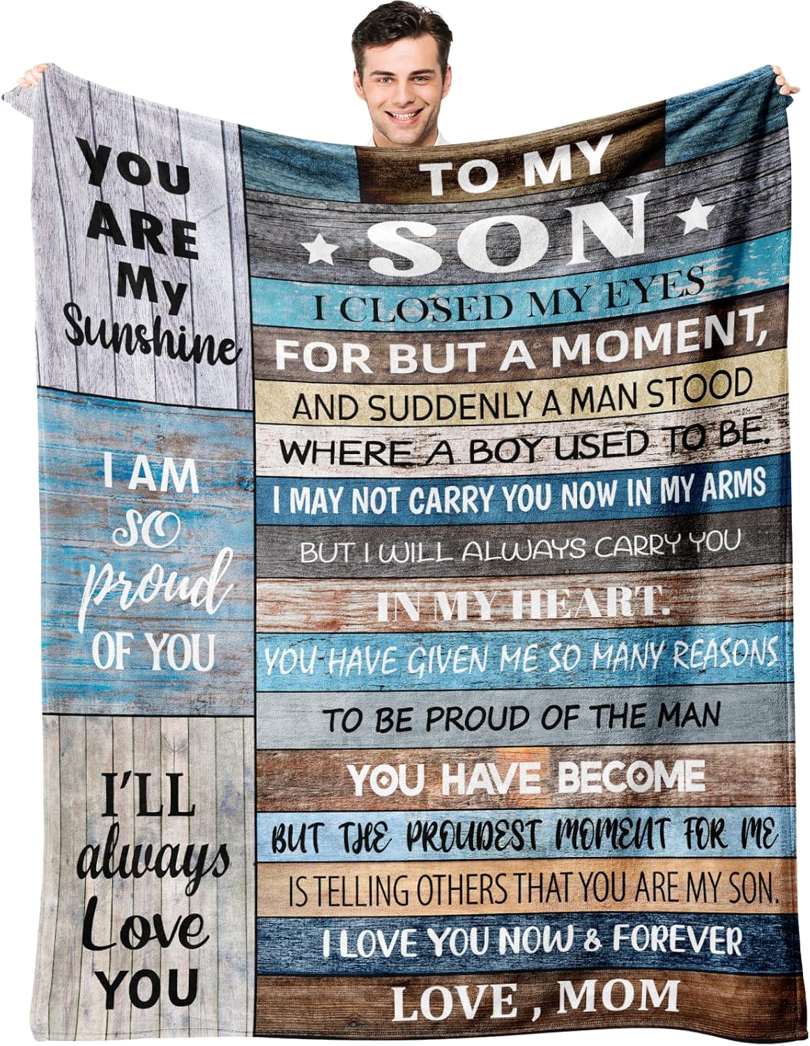 puekrtoa Gift for Son Birthday, Valentines Day Son Gift from Mom, Birthday Graduation Wedding Gifts for Sons from Mom, Baptism Easter Gifts for Adult Grown Sons Throw Blanket 60"X50"