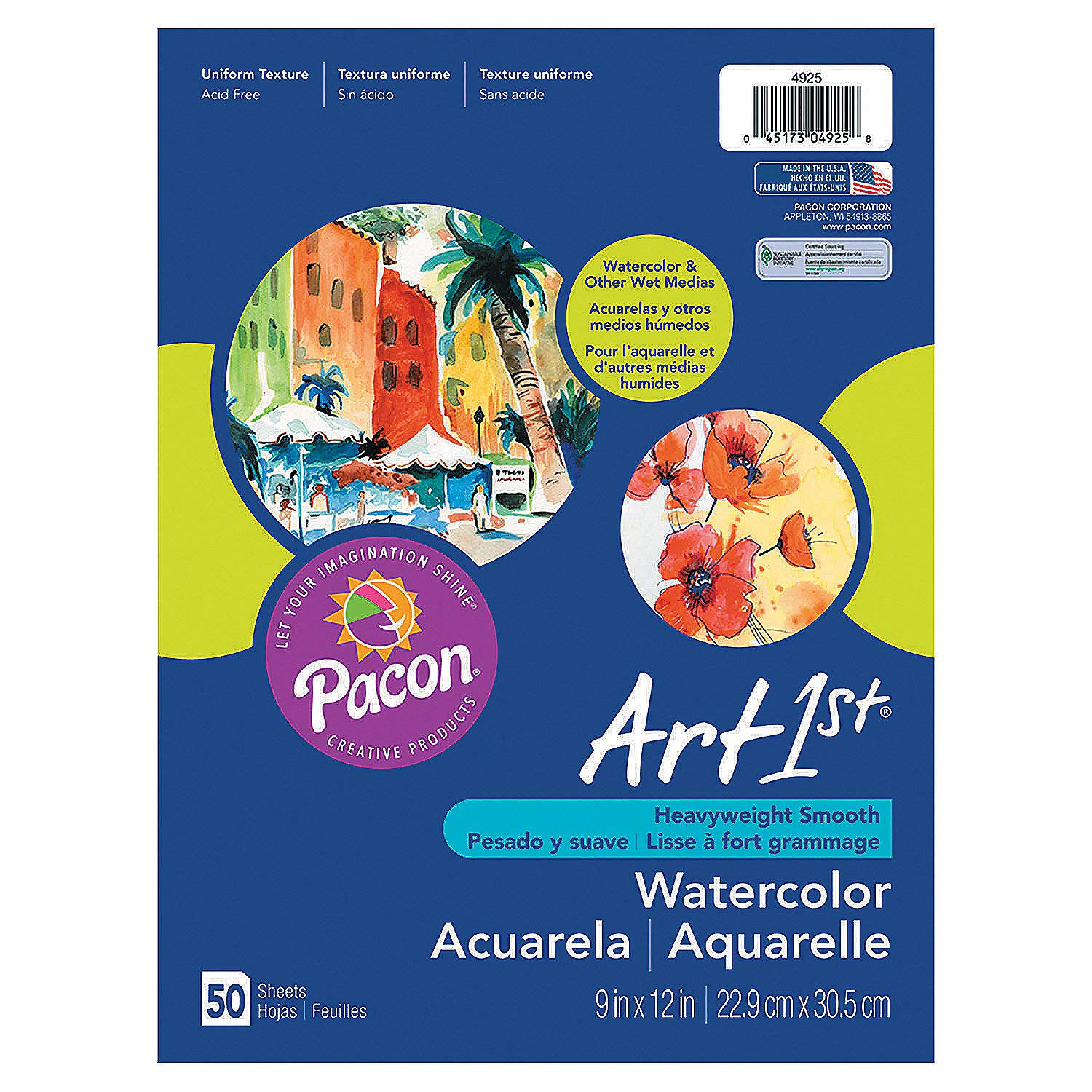 Pacon® Watercolor Paper - Art Supplies - Art Paper - 50 Pieces