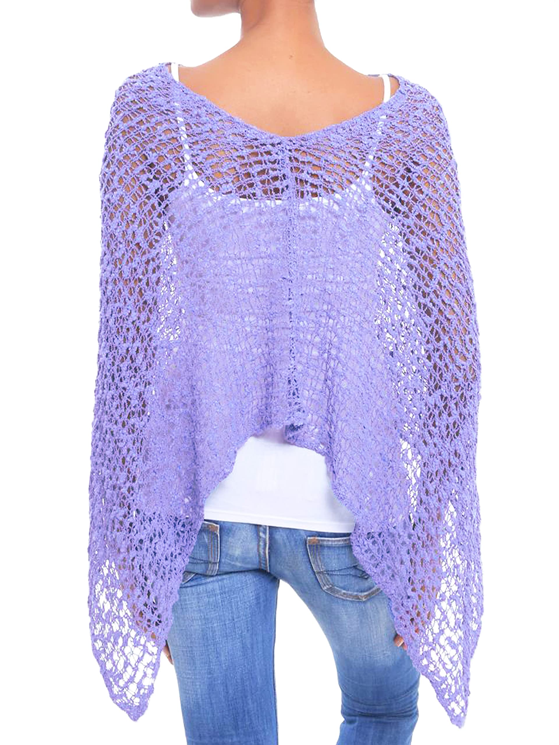 JOPHY & CO. Poncho pour femme, en maille à effet tricoté, couvre-épaules, au crochet, été et printemps, pour femme, léger et doux, (cod. 1511)